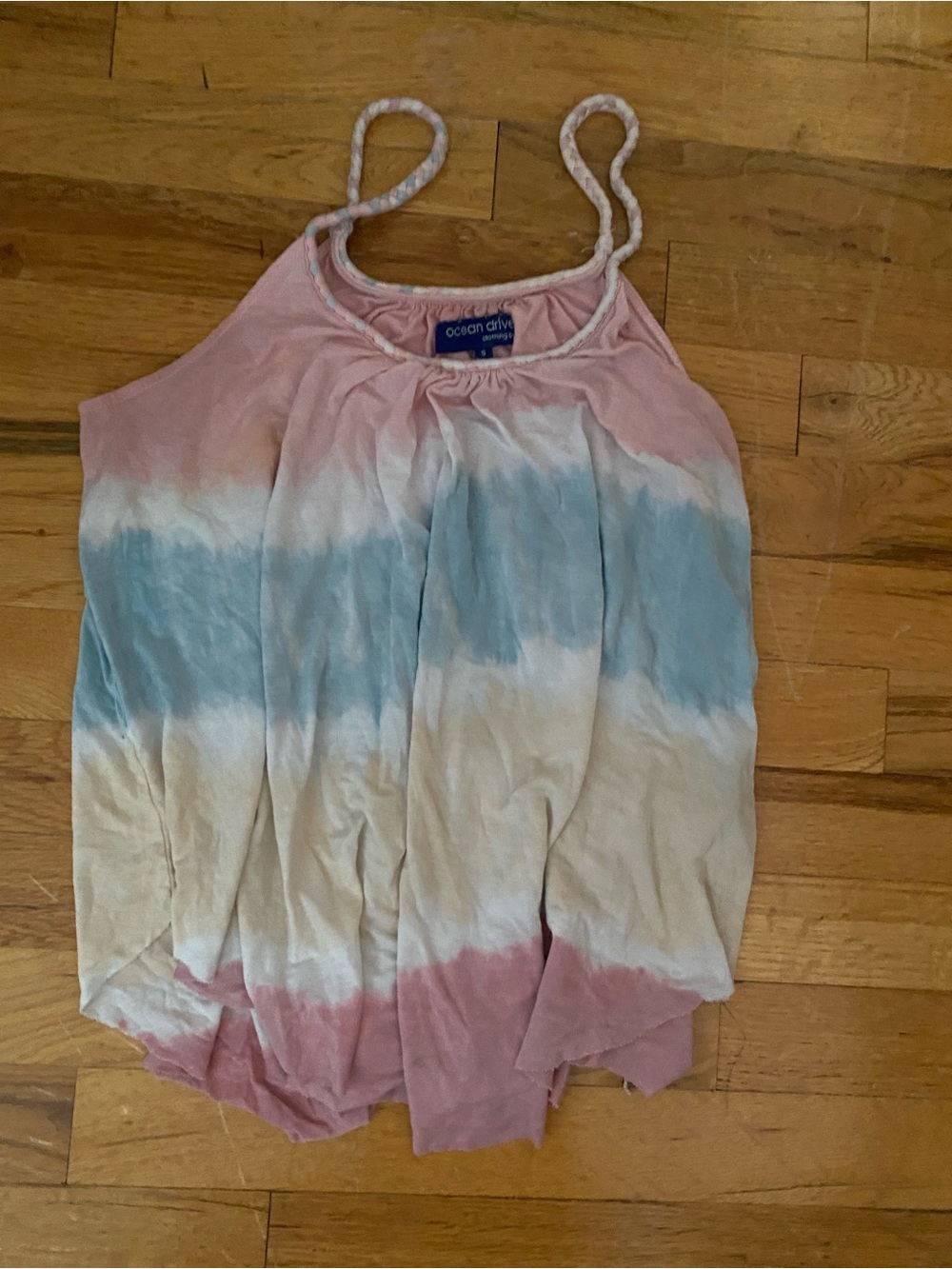 Ocean Drive Pink Blue Cream Tie-Dye Camisole with Braided Straps
